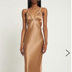 NWT Reformation Poppies Silk Dress in Croissant, Size 0